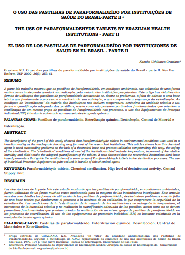 O uso das pastilhas de paraformaldeído por instituições de saúde do Brasil: parte II