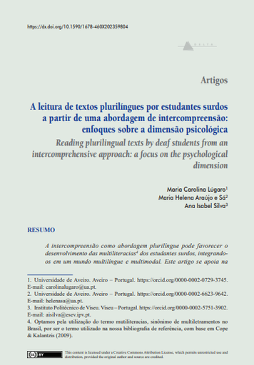 A leitura de textos plurilíngues por estudantes surdos a partir de uma abordagem de intercompreensão: enfoques sobre a dimensão psicológica