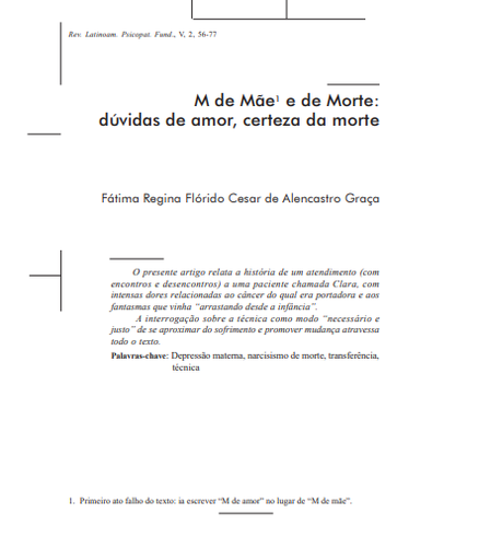 M de Mãe e de Morte: dúvidas de amor, certeza da morte