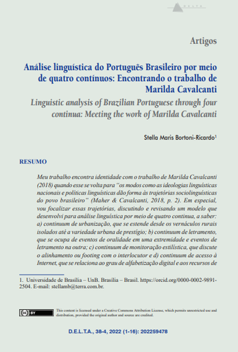 Análise linguística do Português Brasileiro por meio de quatro contínuos: Encontrando o trabalho de Marilda Cavalcanti