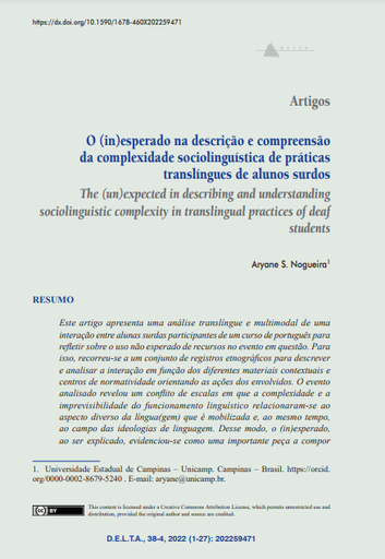 O (in)esperado na descrição e compreensão da complexidade sociolinguística de práticas translíngues de alunos surdos