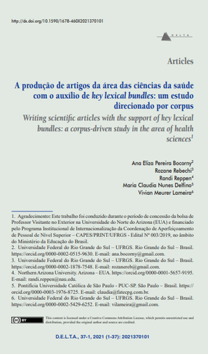 A produção de artigos da área das ciências da saúde com o auxílio de key lexical bundles: um estudo direcionado por corpus