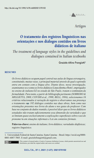 O tratamento dos registros linguísticos nas orientações e nos diálogos contidos em livros didáticos de italiano