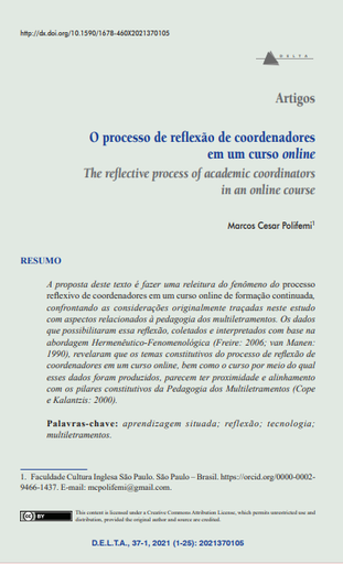 O processo de reflexão de coordenadores em um curso online