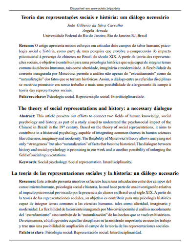 Teoria das representações sociais e história: um diálogo necessário