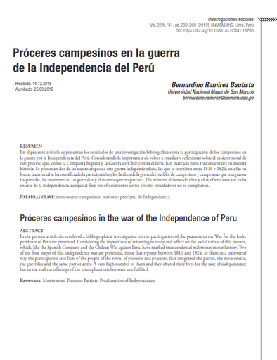 Próceres campesinos en la guerra de la Independencia del Perú