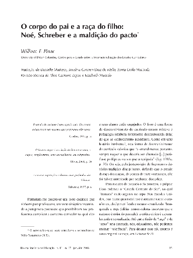 O corpo do pai e a raça do filho: Noé, Schreber e a maldição do pacto