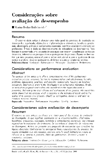 Considerações sobre avaliação de desempenho