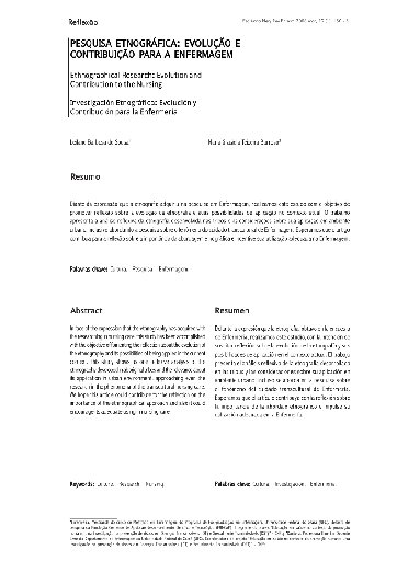 Pesquisa etnográfica: evolução e contribuição para a enfermagem