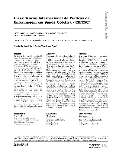 Classificação Internacional de Práticas de Enfermagem em Saúde Coletiva - CIPESC®