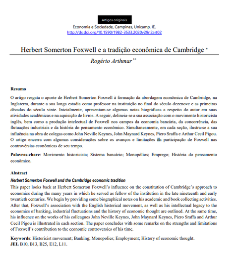 Herbert Somerton Foxwell e a tradição econômica de Cambridge