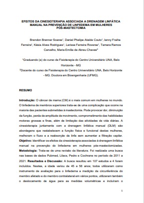 Efeitos da cinesioterapia associada a drenagem linfática manual na prevenção de linfedema em mulheres pós- mastectomia