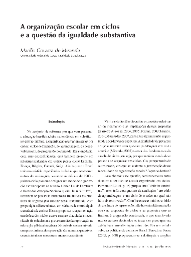 A organização escolar em ciclos e a questão da igualdade substantiva