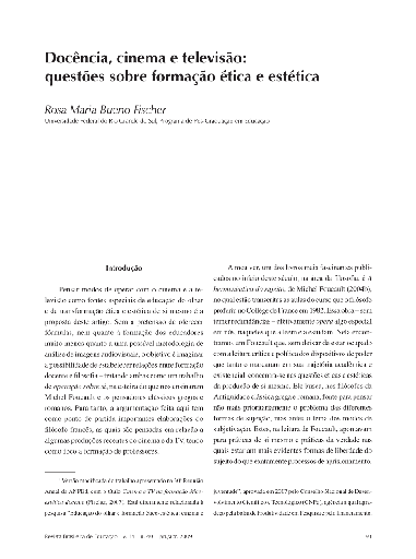 Docência, cinema e televisão: questões sobre formação ética e estética