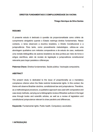 Direitos fundamentais e compulsoriedade da vacina