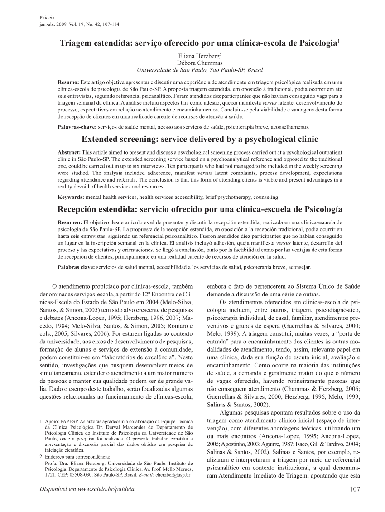 Triagem estendida: serviço oferecido por uma clínica-escola de psicologia