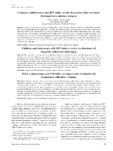 Crianças e adolescentes com HIV/Aids: revisão de estudos sobre revelação do diagnóstico, adesão e estigma