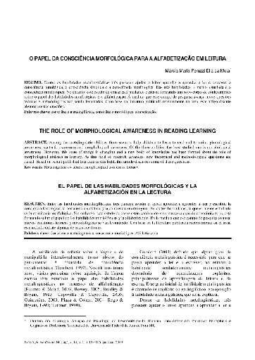 O papel da consciência morfológica para a alfabetização em leitura