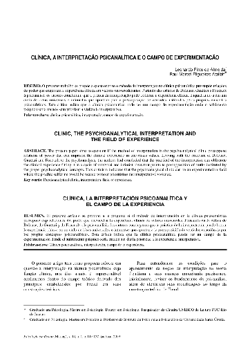 Clínica, a interpretação psicanalítica e o campo de experimentação