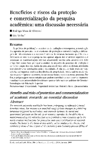 Benefícios e riscos da proteção e comercialização da pesquisa acadêmica: uma discussão necessária