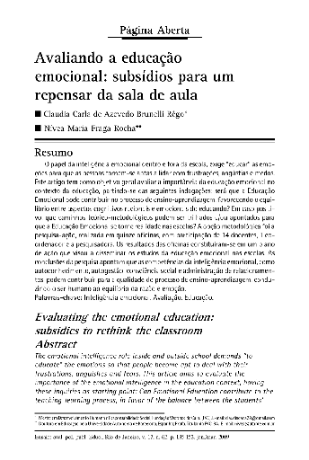 Avaliando a educação emocional: subsídios para um repensar da sala de aula