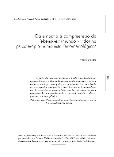 Da empatia à compreensão do lebenswelt (mundo vivido) na psicoterapia humanista-fenomenológica  Facebook Twitter