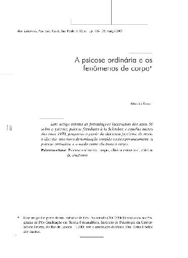 A psicose ordinária e os fenômenos de corpo