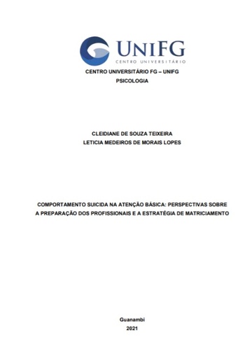 Comportamento suicida na atenção básica: perspectivas sobre a preparação dos profissionais e a estratégia de matriciamento