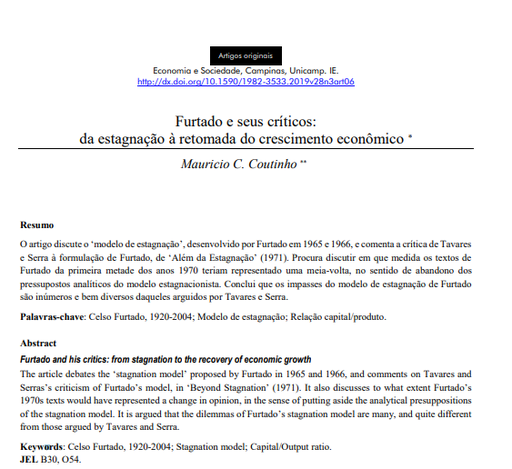 Furtado e seus críticos: da estagnação à retomada do crescimento econômico