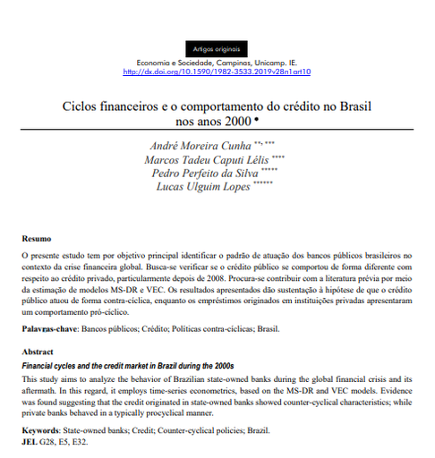 Ciclos financeiros e o comportamento do crédito no Brasil nos anos 2000