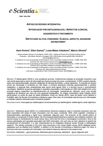 Intoxicação por dietilenoglicol: aspectos clínicos, diagnóstico e tratamento