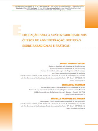 Educação para a sustentabilidade nos cursos de Administração: reflexão sobre paradigmas e práticas