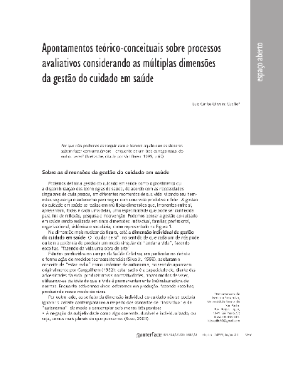 Apontamentos teórico-conceituais sobre processos avaliativos considerando as múltiplas dimensões da gestão do cuidado em saúde