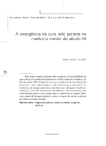 A emergência da cura pela palavra na medicina mental do século XIX