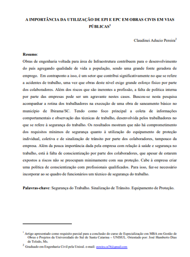A importância da utilização de EPI e EPC em obras civis em vias públicas