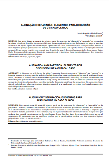 Alienação e separação: elementos para discussão de um caso clínico
