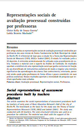 Representações sociais de avaliação processual construídas por professoras