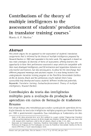 Contributions of the theory of multiple intelligences to the assessment of students' production in translator training courses