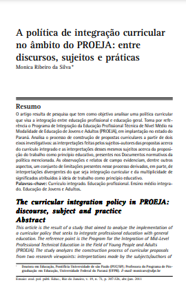 A política de integração curricular no âmbito do PROEJA: entre discursos, sujeitos e práticas