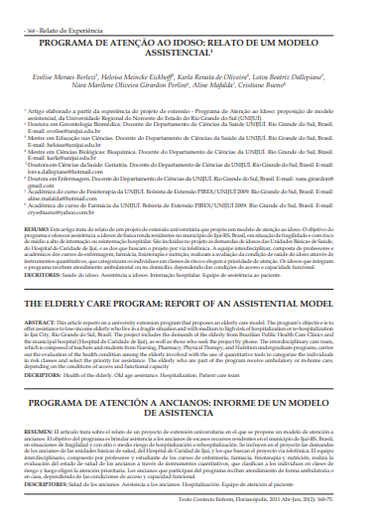 Programa de atenção ao idoso: relato de um modelo assistencial
