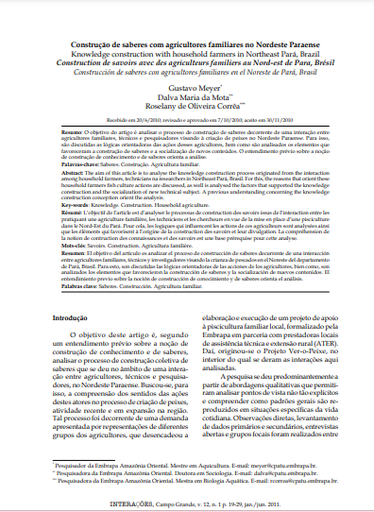 Construção de saberes com agricultores familiares no Nordeste Paraense
