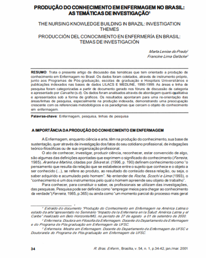 Produção do conhecimento em enfermagem no Brasil: as temáticas de investigação