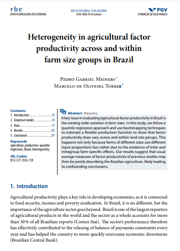 Heterogeneity in agricultural factor productivity across and within farm size groups in Brazil