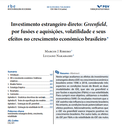 Investimento estrangeiro direto: Greenfield, por fusões e aquisições, volatilidade e seus efeitos no crescimento econômico brasileiro