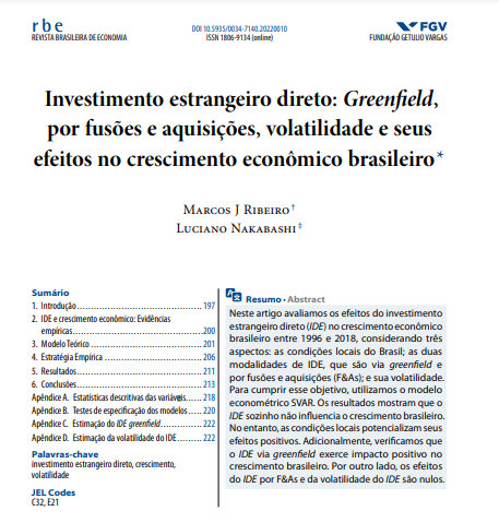 Investimento estrangeiro direto: Greenfield, por fusões e aquisições, volatilidade e seus efeitos no crescimento econômico brasileiro