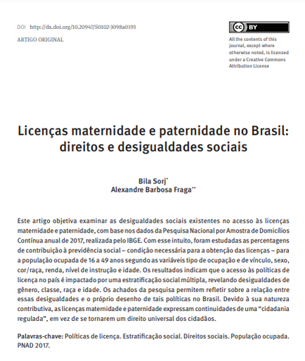 Licenças maternidade e paternidade no Brasil: direitos e desigualdades sociais