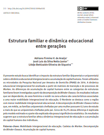 Estrutura familiar e dinâmica educacional entre gerações