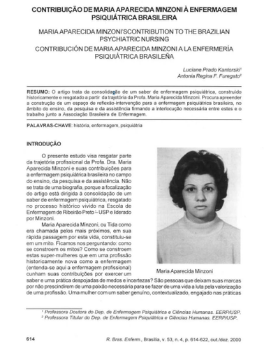 Contribuição de Maria Aparecida Minzoni à enfermagem psiquiátrica brasileira