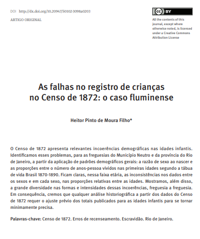 As falhas no registro de crianças no Censo de 1872: o caso fluminense