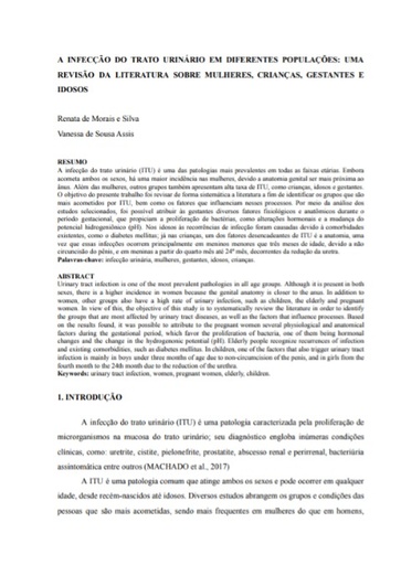 A Infecção do Trato Urinário em Diferentes Populações: Uma revisão da Literatura Sobre Mulheres, Crianças e Idoso